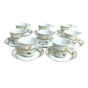VTG Heinrich Germany Demitasse Espresso Tea Porcelain Butterfly Cup Saucer Set 8